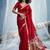 Red handloom silk blend weaving border saree with blouse