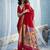 Red handloom silk blend weaving border saree with blouse
