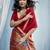 Red handloom silk blend weaving border saree with blouse