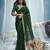 Dark green handloom silk blend weaving border saree with blouse