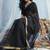 Black handloom silk blend weaving border saree with blouse