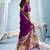 Purple handloom silk blend weaving border saree with blouse