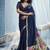 Navy blue handloom silk blend weaving border saree with blouse