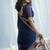 Navy blue handloom silk blend weaving border saree with blouse