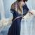 Navy blue handloom silk blend weaving border saree with blouse