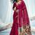 Rani pink handloom silk blend weaving border saree with blouse