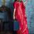 Crimson red satin weaving handloom silk blend saree