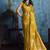Mustard satin weaving handloom silk blend saree