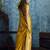Mustard satin weaving handloom silk blend saree