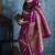 Magenta satin weaving handloom silk blend saree