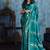 Teal green satin weaving handloom silk blend saree