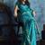 Teal green satin weaving handloom silk blend saree