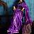 Purple satin weaving handloom silk blend saree
