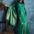 Green satin weaving handloom silk blend saree