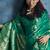 Green satin weaving handloom silk blend saree