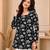 Black floral printed cotton straight fit women top