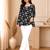 Black floral printed cotton straight fit women top