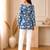 Navy blue floral printed cotton straight fit women top