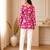 Pink floral printed cotton straight fit women top