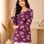 Purple floral printed cotton straight fit women top