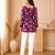Purple floral printed cotton straight fit women top