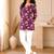 Purple floral printed cotton straight fit women top
