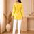Yellow floral printed cotton straight fit women top