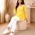 Yellow floral printed cotton straight fit women top