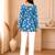 Blue floral printed cotton straight fit women top