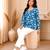 Blue floral printed cotton straight fit women top