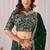 Dark Green Embroidered Faux Georgette Lehenga Choli with Dupatta