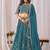 Teal Blue Embroidered Faux Georgette Lehenga Choli with Dupatta