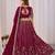 Wine Embroidered Faux Georgette Lehenga Choli with Dupatta