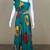 Teal blue pure georgette printed indo-western gown set with lycra pant