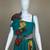 Teal blue pure georgette printed indo-western gown set with lycra pant