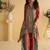 Maroon  crepe silk digital print mirror work co-ord set