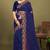 Navy blue sequin embroidered work designer net saree for women