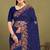 Navy blue sequin embroidered work designer net saree for women