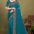Teal blue sequin embroidered work designer net saree for women
