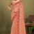Peach sequin embroidered work designer net saree for women