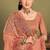Peach sequin embroidered work designer net saree for women