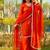 New trendy elegant orange chanderi silk kurta set with delicate lace detailing and matching dupatta