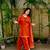 New trendy elegant orange chanderi silk kurta set with delicate lace detailing and matching dupatta