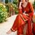 New trendy elegant orange chanderi silk kurta set with delicate lace detailing and matching dupatta