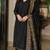 New latest stylish classic black festive kurta set with gold zari border palazzo and dupatta
