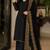 New latest stylish classic black festive kurta set with gold zari border palazzo and dupatta