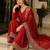 New latest stylish classic red festive kurta set with gold zari border palazzo and dupatta