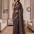 Brown Silk blend ajrak print mirror work saree
