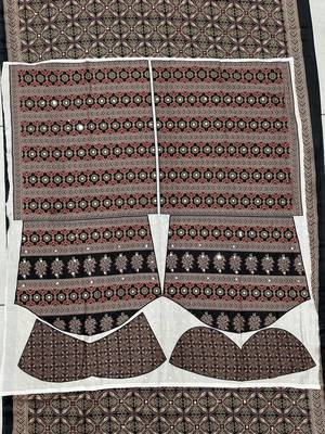 Brown Silk blend ajrak print mirror work saree 2
