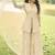 Cream wich net embroiderde plazoo suit